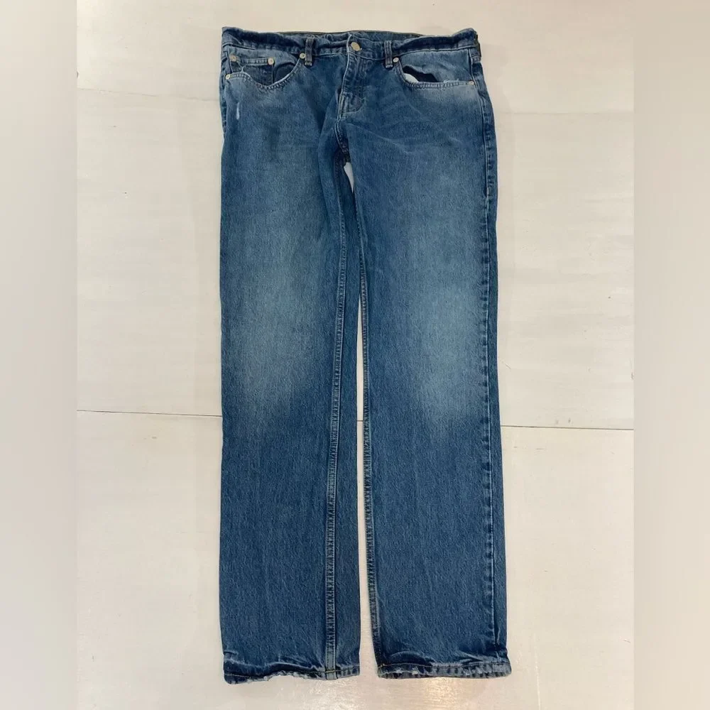 True Religion Jeans Men’s 38 Blue Rocco Relaxed Skinny Distressed Denim